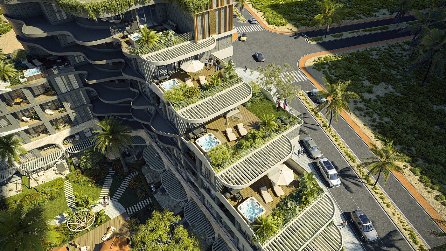 prywatne tarasy z jacuzzi na zewnątrz