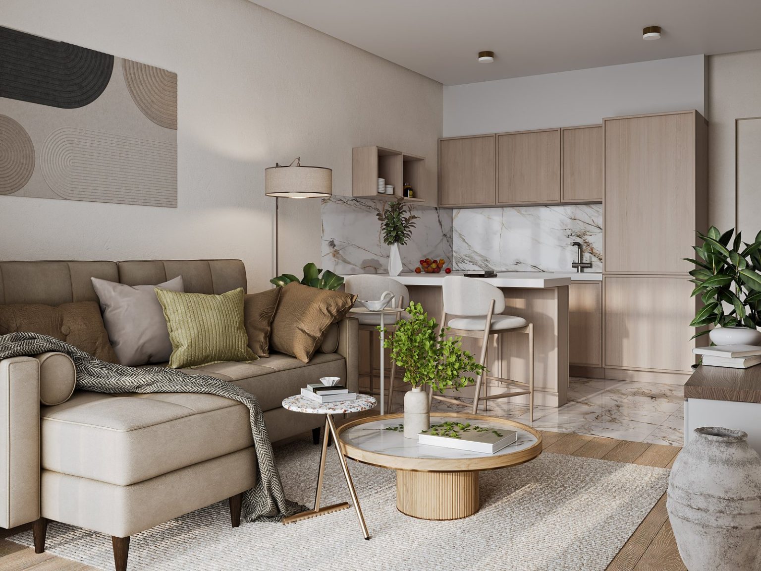 salon z aneksem kuchennym