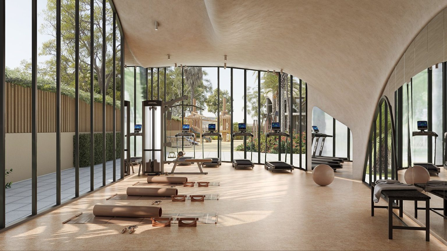 siłownia w kompleksie apartamentów w Dubaju